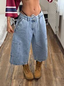 StreetHx 女士浅蓝色宽松休闲牛仔裤，带口袋 - 藍色 - 查看 7