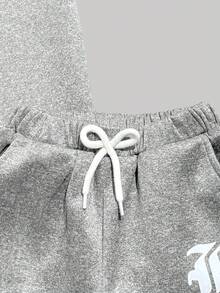 2pcs Toddler Boys' T-Shirt And Shorts Set, Casual Street Style - Grey - View 6