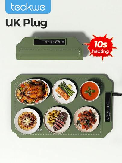 Teckwe Electric Heating Cutting Board Food Warming Tray | Food Warming Mat With Heat-Resistant Pad, 10s Fast Heating, 24X15 Inch, 5-Level Temp 4 Timer, Child Lock , Food Warmer Chafing Dishes For Buffet-UK Plug