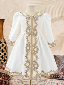 小女孩连衣裙 - 白色 - 查看 4