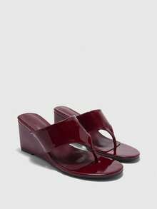 CUCCOO BIZCHIC Women's Rhinestone Embellished Casual Platform Slide Sandals - Burgundy - View 7