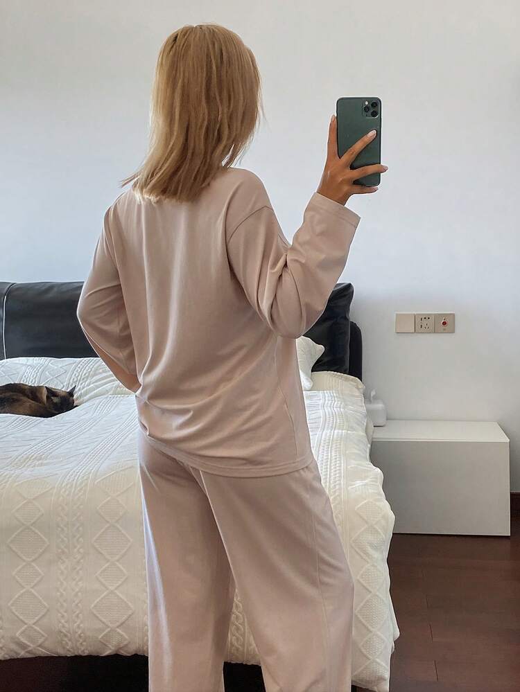 Elegant Soft Knit Lace Patchwork Women Pajama Set
