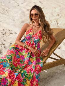 Sylviya Women's Casual Vacation Halter Dress,Vacation Summer Dress Summer Outfits Beach Dresses For Women, Beach Outfit For Women Vacation Outfits Women Vacation Dresses Casual Dresses For Women, Casual Outfit For Women, Floral Dresses For Women Cruise Outfit For Women Sun Dresses For Women Hawaii Outfits Women Vacation Outfits Women Tropical Flowy Dresses For Women - Multicolor - View 6