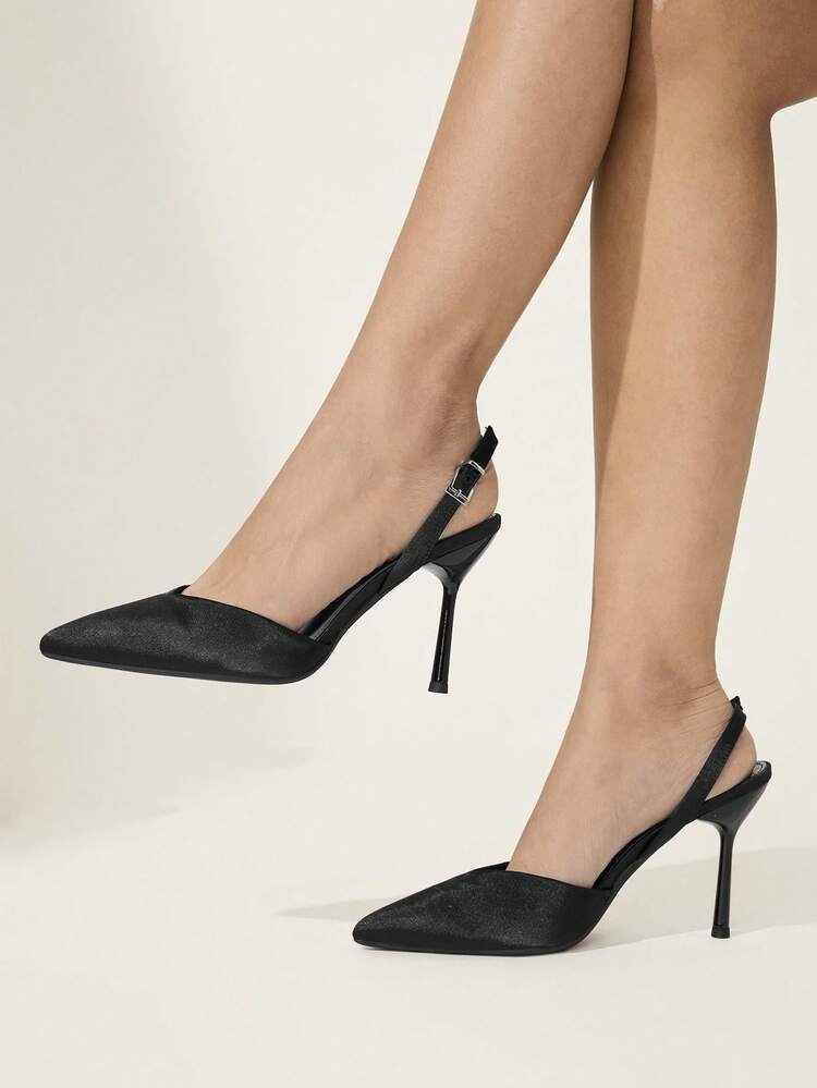 CUCCOO CHICEST Elegant French Style Pointed Toe Satin High Heel Sandals For Women, Chic Mature Style With Ankle Strap, Suitable For Commuting, Dating And Other Occasions Summer Shoes Wedding Shoes Bride Shoes