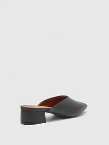CUCCOO BIZCHIC Giày mules bít mũi, gót chunky màu đen, kiểu dáng đơn giản và đa năng, thích hợp cho công sở và đi làm. - màu đen - Xem 8