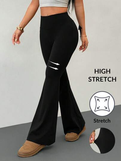 SHEIN PETITE Women's High Waist Elastic Yoga Pants, Slimming Fitness Leggings