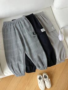 SHEIN 3件套男童休闲舒适运动裤，买二送一，带口袋和抽绳，宽松舒适，运动套装，工装裤，黑色工装裤，灰色工装裤，基础款下装，Y2K套装，男童服装，儿童套装，夏季裤装，适合春夏穿着，适合外出、情人节、约会、旅行、度假、家庭聚会、返校、婚礼、晚宴、运动、生日派对等场合。 - 彩色 - 查看 6