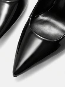 CUCCOO CURVES Women Shoes Women's Pointed Patent Leather Bright Design Daily Versatile Fashion High-Heeled Shoes - Black - View 8