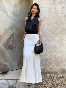 EastFlair 女士时尚新款中国风露背吊带无袖上衣，适合夏季假期、春季女性、度假女性、海滩度假、外出、夏季上衣、沙滩上衣 - 黑色 - 查看 4