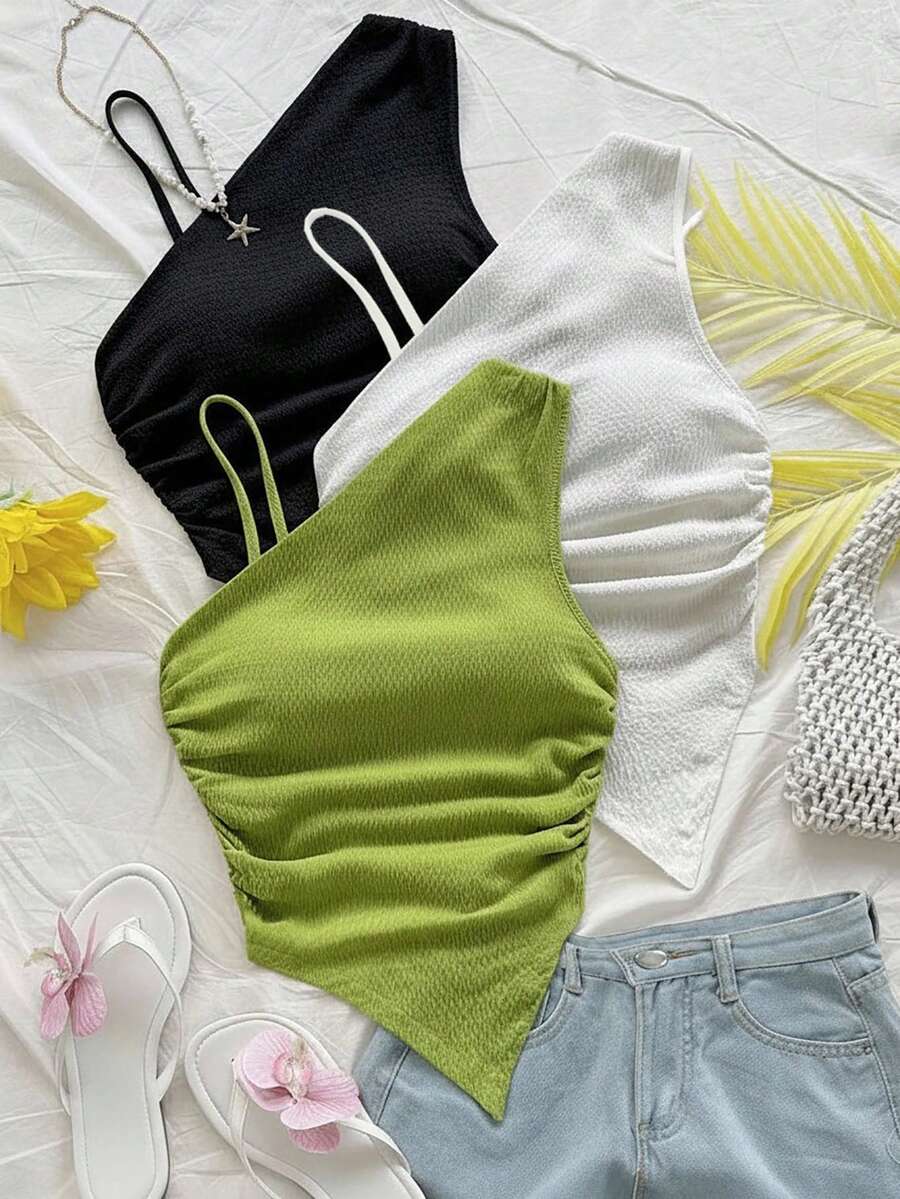 Sparklyn 女童休闲度假绿色修身吊带背心，舒适柔软，适合春夏、度假、旅行等场合。 - 彩色 - 查看 1