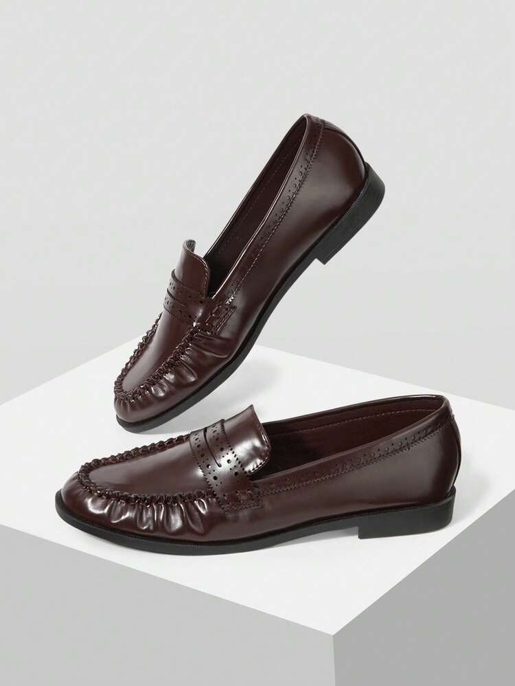 WOMEN'S CASUAL DAILY OFFICE COMMUTE SCHOOL STYLE PU LEATHER PLEATED ROUND TOE FLAT LOAFERS SHOES VALENTINE'S DAY