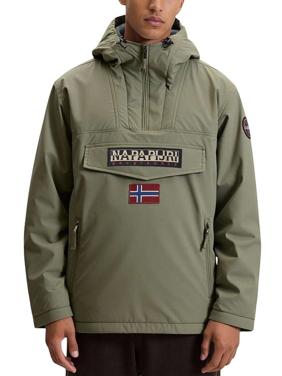 Napapijri Men's Rainforest 1/2 Zip Jacket Green - TEA LEAF - View 1