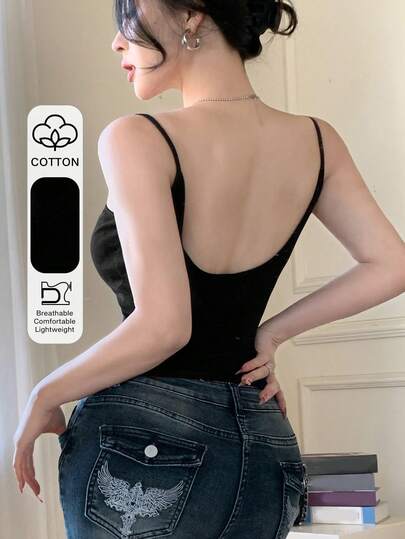 DAZY Áo camisole nữ hở lưng, gợi cảm, dáng ôm, thoải mái.