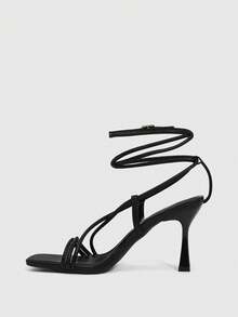 CUCCOO SZL Women's Fashionable Pointed Toe Thin High Heel Black Strap Sandals, Sexy For Party, Banquet, Date, Nightclub Valentine's Day - Black - View 10