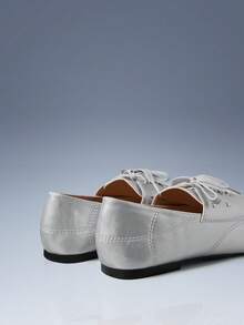 CUCCOO GRLICON Women's Casual Lace-Up Flat Loafers For Daily Wear - Silver - View 4