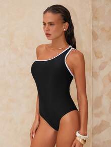Swim Chiccia 1 Stück Damen eleganter einfarbiger Badeanzug mit Schleife und rückenfreiem Design - Schwarz und Weiss - Übersicht 7