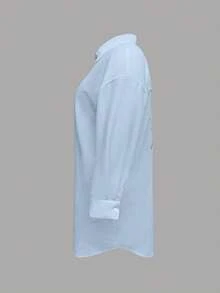 EMERY ROSE 2025 Plus Size Women Sequin Embellished Casual Shirt Dress Fall - Blue - View 5