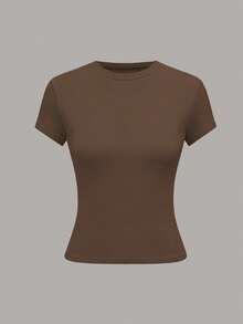 Plivvot Camiseta casual de mujer de manga corta de unicolor, versátil - Multicolor 17 - Ver 3