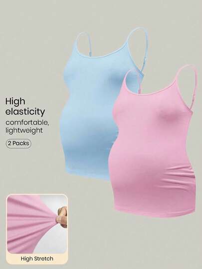 Modmama 孕妇纯色简约日常高弹力吊带背心