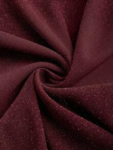 Sweetra Women's Shiny Knit Asymmetric Fitted Sleeveless Top, Slimming, Versatile For Daily Commute, Spring/Summer Asymmetrical Top - Burgundy - View 5