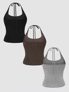 INAWLY 大码女式夏季吊带背心，多件装 - 彩色 - 查看 2