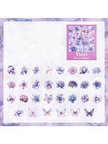 5-Piece Flower View Laser Sticker Set | 60 Pcs Waterproof PET Shell Light Journal Supplies - multicolor - View 4