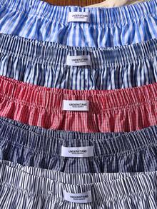 5pcs/Set Plaid & Striped Print Comfortable Casual Men's Harem Pants Men Boxers Pack - Multicolor - View 7