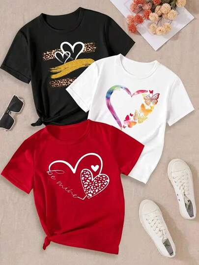 Camiseta de mujer de manga corta con cuello redondo, holgada, casual y versátil. Con estampado moderno, elegante y sofisticado de letras simples, ideal como prenda básica; confeccionada en tela suave con excelente caída