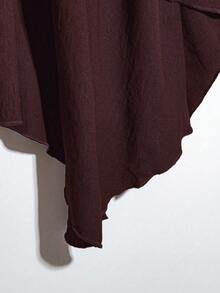 Linhara 大码女式纯色弹力腰不对称下摆休闲中长裙 - 紫色 - 查看 3