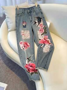 GlowEve Women's Floral Print Casual Jeans - Multicolor - View 1