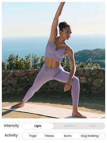 GLOWMODE FeatherFit™ Lovely Day Buttery-Soft Sweat-Wicking Adjustable Straps Removable Cups Ruched Sports Bra Low Impact Yoga Studio Daily Wear - Purple - View 6