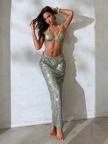 Aloruh Trang phục phong cách Bohemian mới dành cho nữ, váy dự tiệc lộng lẫy màu kaki trơn bằng vải đính sequin, chân váy dài xuyên thấu gợi cảm, trang phục đi biển và nghỉ dưỡng dành cho nữ, trang phục đi biển cho nữ, đồ đi biển cho nữ, áo khoác ngoài đi biển, áo khoác ngoài cho đồ bơi, áo khoác ngoài đi biển cho nữ, áo khoác ngoài đi biển thanh lịch cho nữ, áo khoác ngoài đi biển cho nữ, áo khoác ngoài cho đồ bơi, chân váy đính sequin, trang phục mùa hè cho nữ, chân váy dạ hội đính sequin, chân váy dài lấp lánh, chân váy lấp lánh cho nữ, chân váy lộng lẫy và quyến rũ, chân váy lấp lánh, áo khoác ngoài cho đồ bơi. - Màu xanh Ô liu - Xem 12