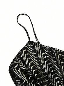 Rometta Robe d'été sans manches avec taille cintrée, grande taille - Noir - Voir 6