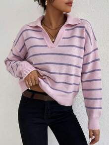 EURMUSE Soft Touch Crew Neck Pullover Sweater - Mauve Purple - View 2