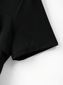 GlowEve CURVE Đầm dự tiệc cỡ lớn dành cho nữ, màu trơn, trang trí kim loại, xếp ly, thanh lịch, thắt eo. - màu đen - Xem 4