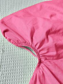 Comfortcana Áo liền quần hai dây ngắn màu đỏ hồng, khoét eo, xếp ly bên hông, thích hợp cho mùa hè. - Màu Hồng Tươi - Xem 4