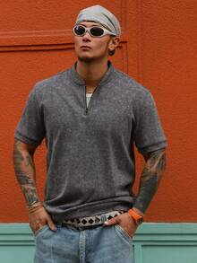 DAZY Men's Floral Print Grey & Black T-Shirt, Summer - Black - View 5