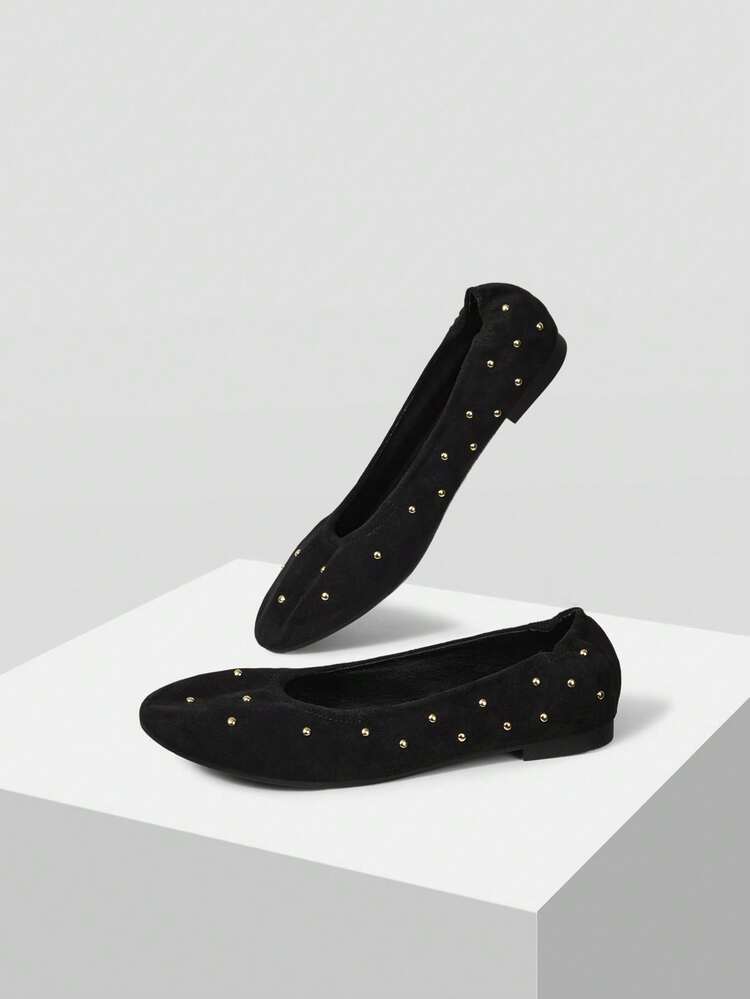 WOMEN STUDDED PU LEATHER FLATS VALENTINE'S DAY