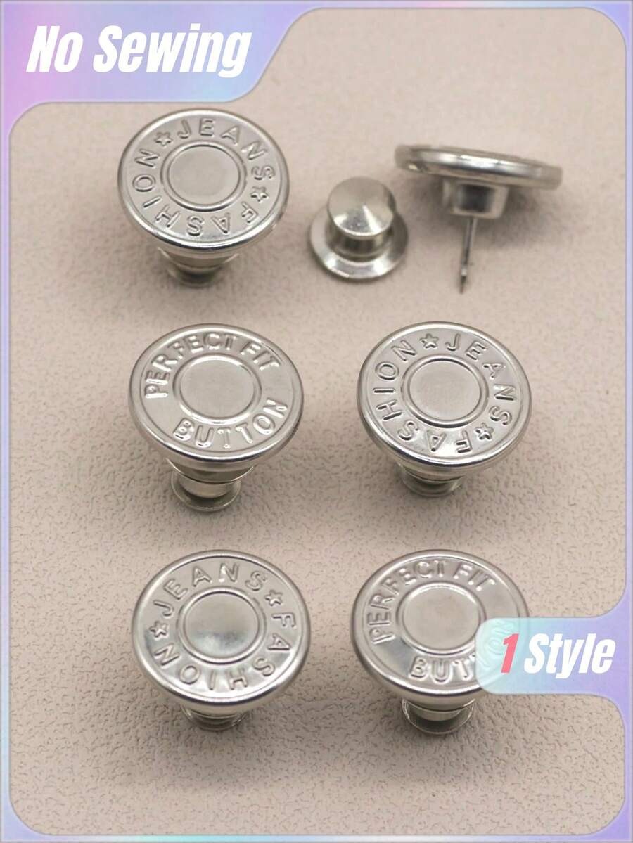 6件套牛仔裤纽扣替换装 17mm 免缝金属纽扣维修套装 无钉可拆卸牛仔裤纽扣替换组合装 情人节 婚礼 生日 纽扣 缝纫 缝纫用品 缝纫配件 手工用品 DIY 成人手工 - 做舊款 - 查看 1