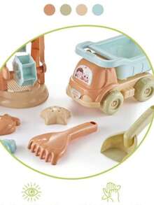 9/10 piezas Juego de juguetes de playa, juguetes de agua y arena, carrito de playa, herramientas de cubo para cavar y jugar en la arena, herramientas de excavación de playa y nieve para niños, juegos de juguetes de playa, juegos interactivos padres-hijos - Multicolor - Ver 10
