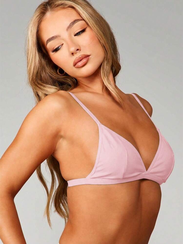 MISSGUIDED Bralette triangolare morbido con spalline regolabili e scollo a V profondo per comfort quotidiano, biancheria intima