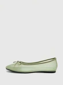 CUCCOO BIZCHIC Women's Casual Versatile Minimalist Bow Decor Flat Loafers For Christmas Spring Shoes - tender green mesh yarn - View 9