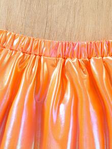 Elladie kids Young Girls' Pleated A-Line Mini Skirt, Fashionable School Style For Summer - Orange - View 5