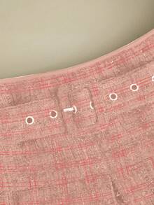 Franclia 时尚高腰显瘦A字褶裥半身裙，配腰带，女裙 - 粉色 - 查看 3