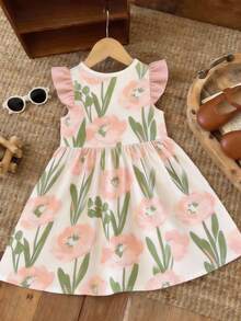 SHEIN Sweet Bow Cartoon Print Long Sleeve Dress, Suitable For Autumn/Winter, Young Girls - Multicolor - View 3