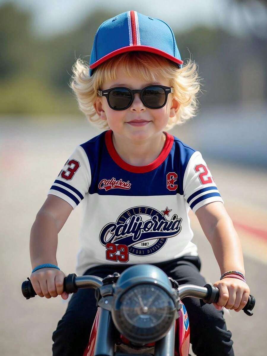 SHEIN Playful Pals 男婴经典白色短袖圆领T恤，适合各种体型，是户外玩耍或居家休闲穿着的理想之选。 - 彩色 - 查看 1