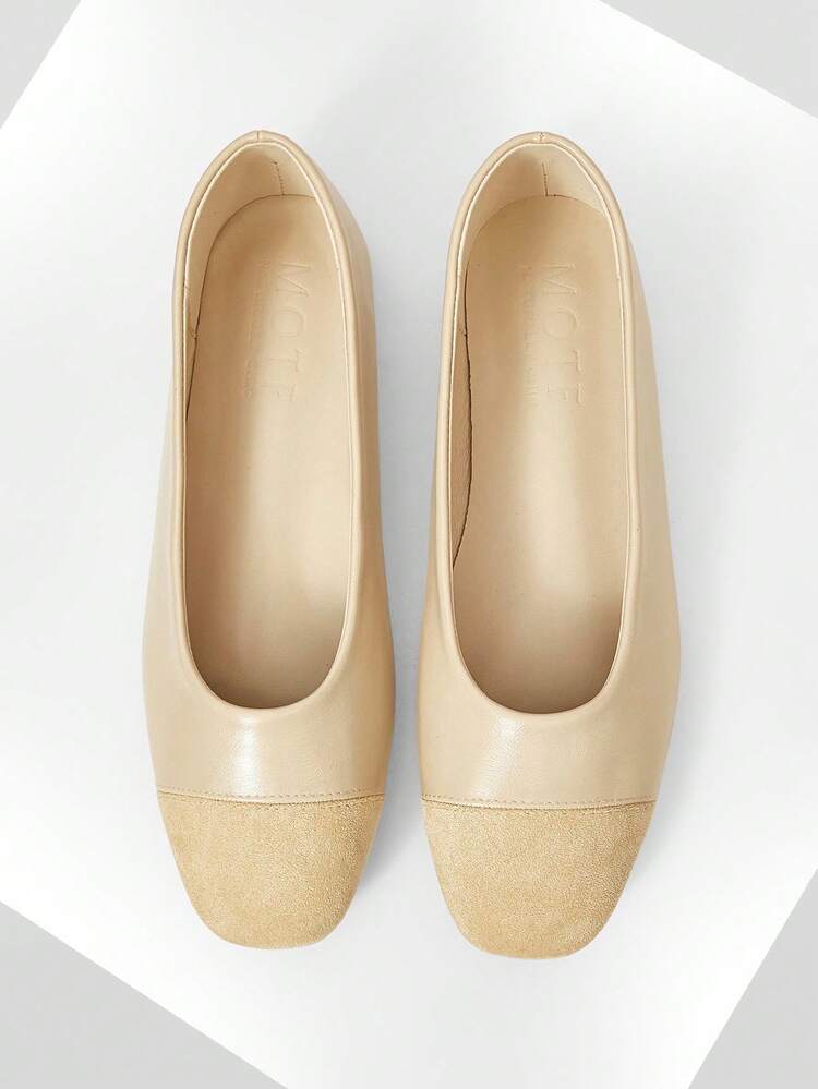 WOMEN CONTRAST PU LEATHER SQUARE TOE FLATS FOR CHRISTMAS SPRING SHOES