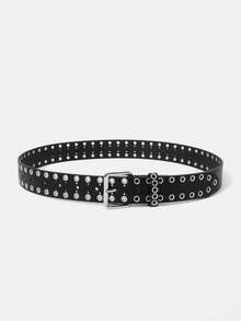 Maija Hollow Rivet Belt - Black - View 2