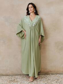 Anewsta Đầm dạ hội dài tay kiểu Bohemian mới dành cho nữ, đính cườm, thanh lịch, thích hợp cho tiệc sinh nhật và các dịp trang trọng, mùa xuân/hè. - màu xanh lá - Xem 8