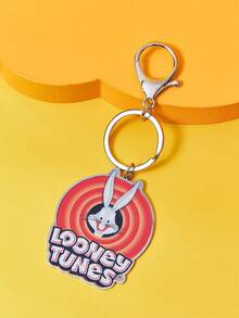 LOONEY TUNES X SHEIN 1个卡通趣味微笑兔子加字母复制金属钥匙扣，可爱休闲，适合日常生活 - 彩色 - 查看 2